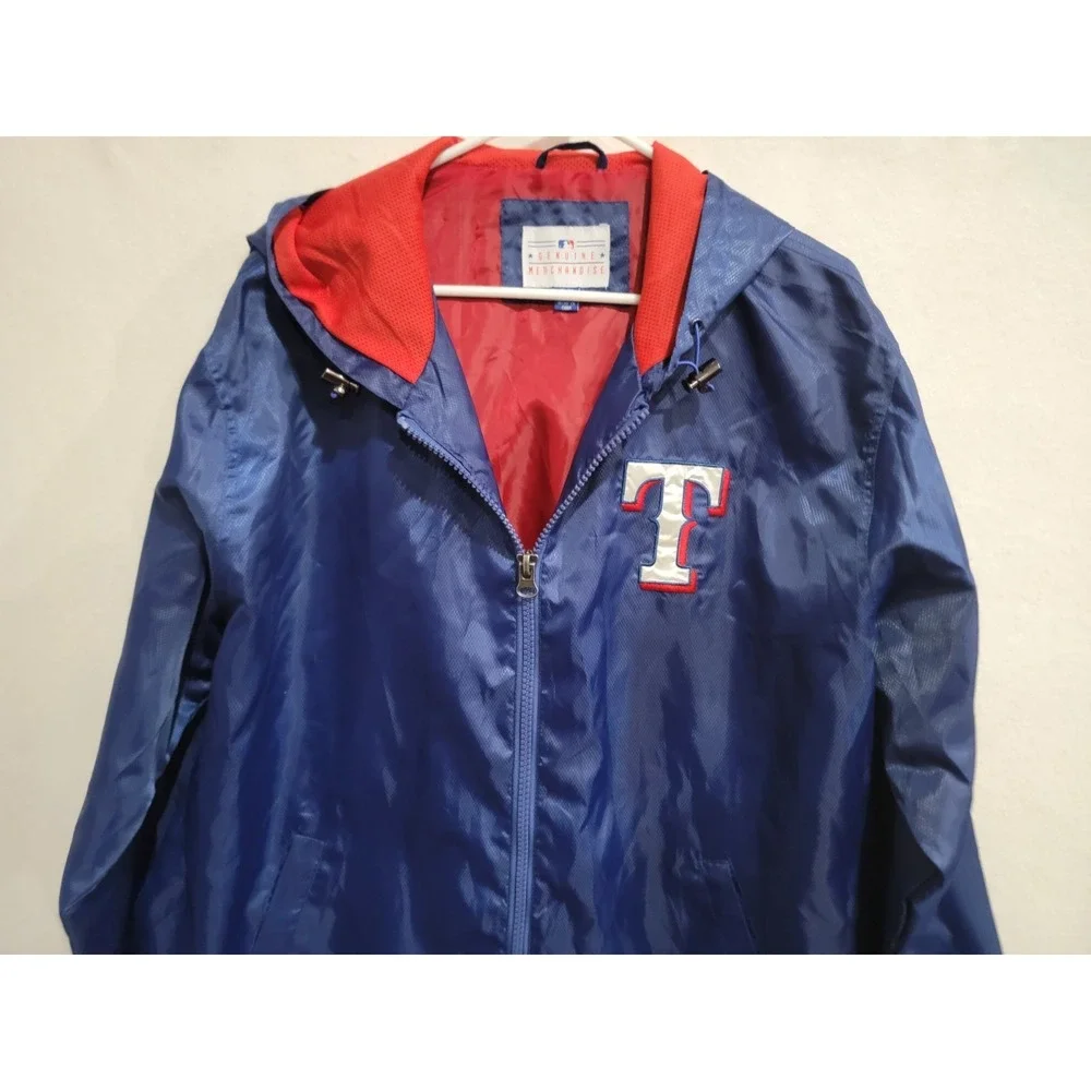 Texas Rangers Vintage MLB Full Zip Jacket Men's XL Blue Red‎ Genuine Merchandise